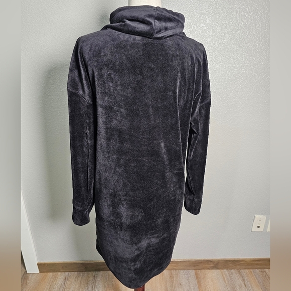 Tahari Cozy Black Velour Longline Long Hoodie Sleepwear Small - Picture 2 of 13